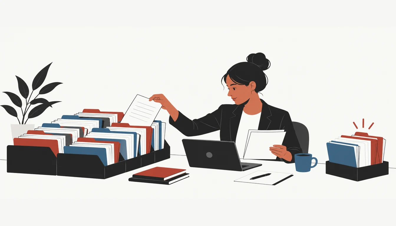 Analyst sorting contract opportunities into a shortlist.